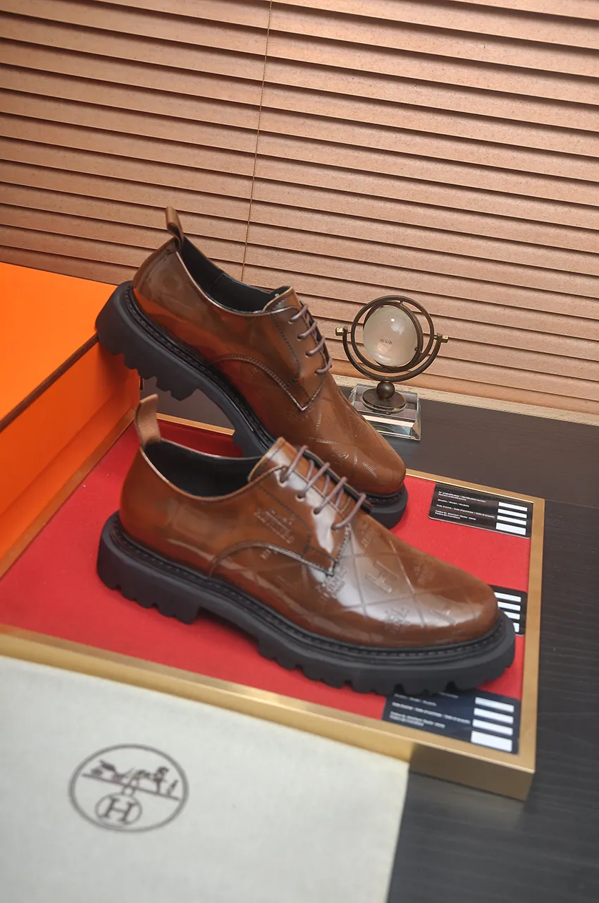 Men's men's shoes 💰720💶【[Hermes HERMES】】(High-end Niuli) New 🍀 HERMES - top version of classic casual leather shoes! Made of imported original cowhide, the inner top layer is comfortable cowhide lining! Original wear-resistant rubber foam outsole! High quality products! Code number 38-45 (45 customized)